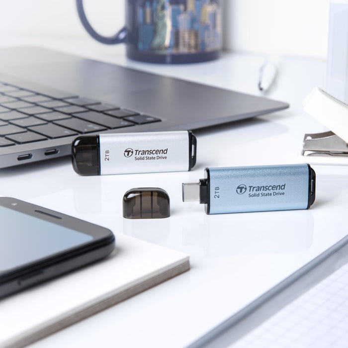 Transcend ESD300S - SSD - 512 GB - external (portable) - USB 3.2 Gen 2x1 (USB-C connector) - silver