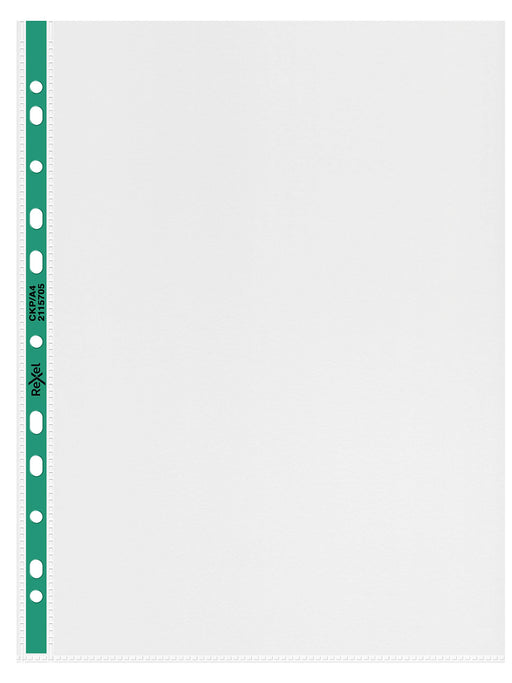 Rexel Punched Pockets A4 Clear Transparent 90 microns Polypropylene Up 11 Holes 2115705 Pack of 25