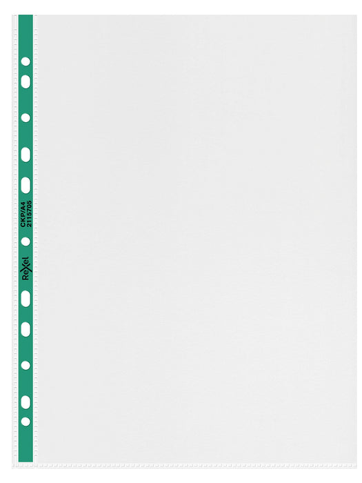 Rexel Punched Pockets A4 Clear Transparent 90 microns Polypropylene Up 11 Holes 2115705 Pack of 25