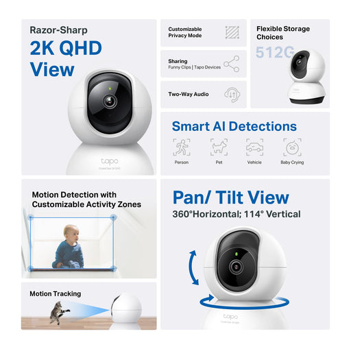 Pan/Tilt AI Home Security Wi-Fi Camera