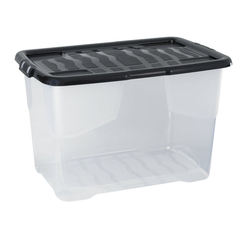 Storage Box Curve 65 L Transparent, Black Polypropylene 60 x 40 x 37 cm
