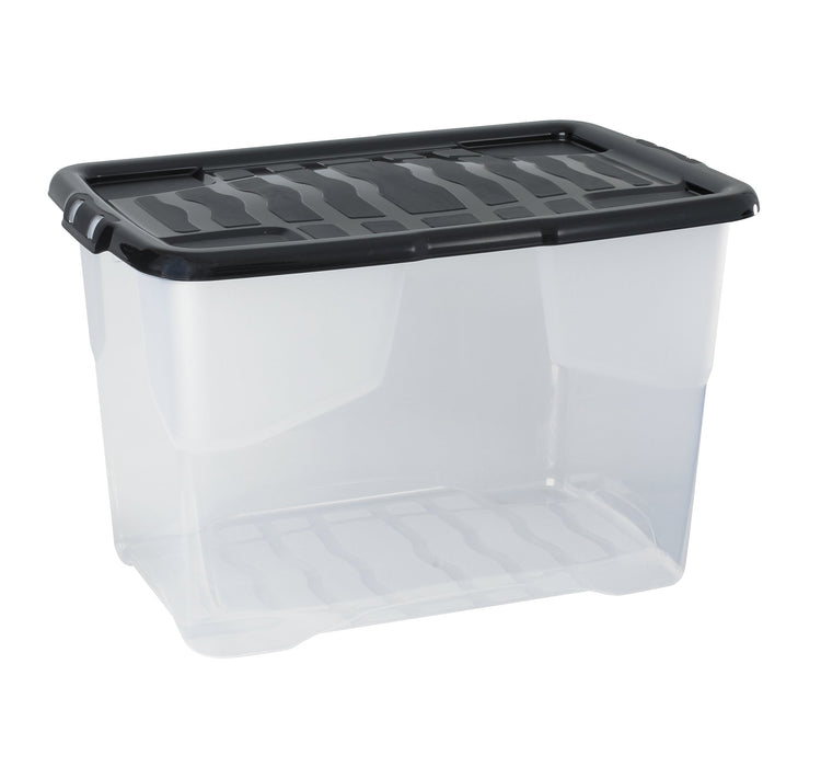 Storage Box Curve 65 L Transparent, Black Polypropylene 60 x 40 x 37 cm