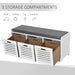 HOMCOM White Storage Bench with 2 Drawers and Removable Grey Seat