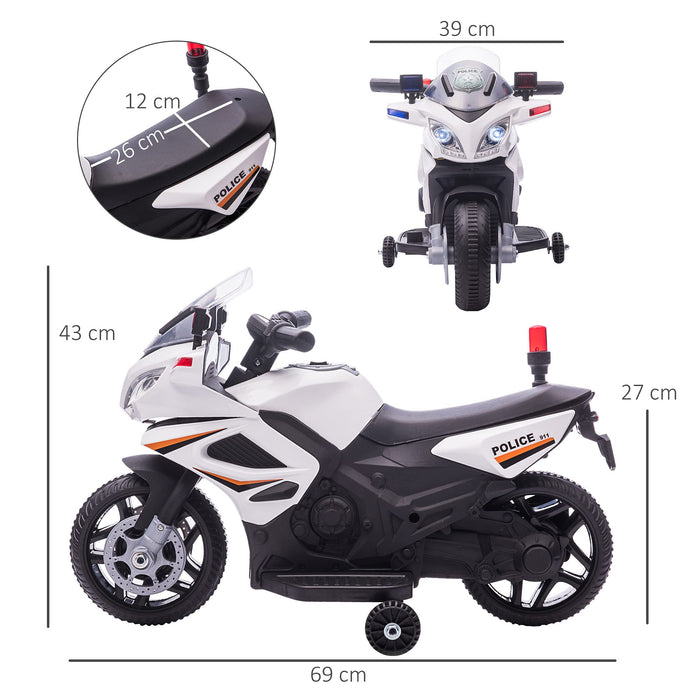 HOMCOM Kids 6V Electric Pedal Motorcycle Ride-On Toy White