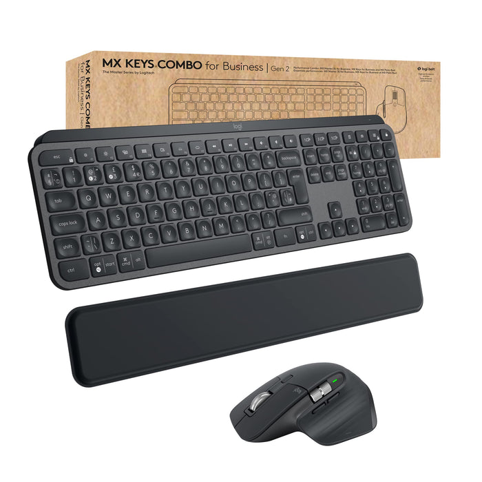 Logitech MX Keys Combo for Business - Keyboard and mouse set - backlit - wireless - Bluetooth LE - QWERTZ - German - graphite