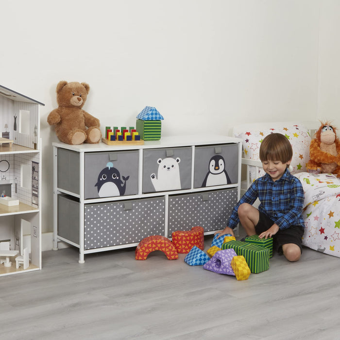 Liberty House Toys Storage Chest 5L-206-POL Steel and Fabric 2+ 1,000 (W) x 300 (D) x 550 (H) mm Grey