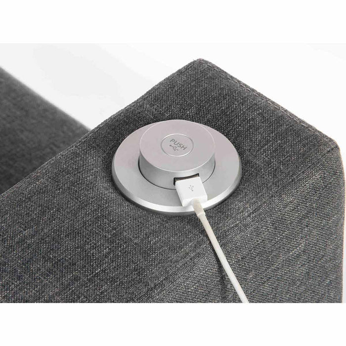 Cube Modular Fabric Armrest with USB Left Arm Only Dark Grey - 6972L