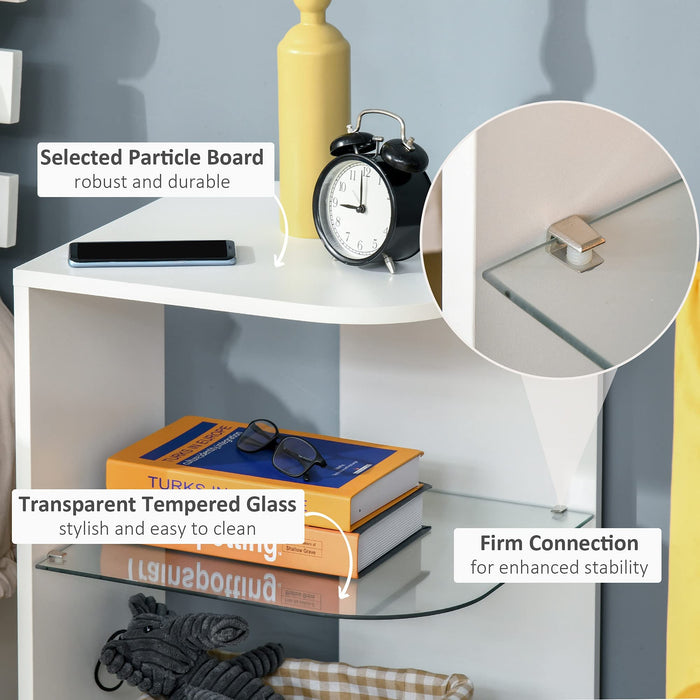 HOMCOM Nightstand Table White 450 x 480 mm