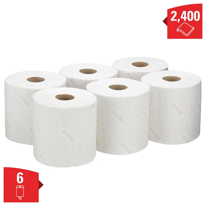 WYPALL Wiping Paper 7278 L20 2 Ply Centrefeed White 6 Rolls of 400 Sheets