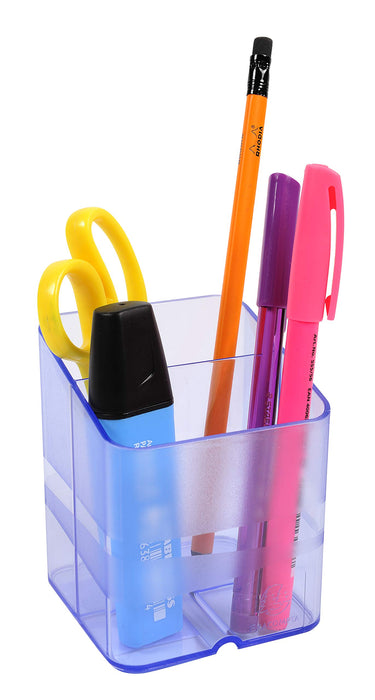 Exacompta Pen Pot 67710D Classic Polysterene 93 x 74 x 74 mm Ice Blue, Transparent Pack of 10