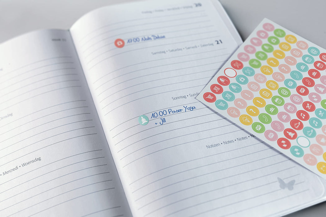 Sigel Jolie Diary A6 Week To View 2024 Hardcover With Elastic Fastener And Archive Pocket And Pen Loop Aqua Green - J4102