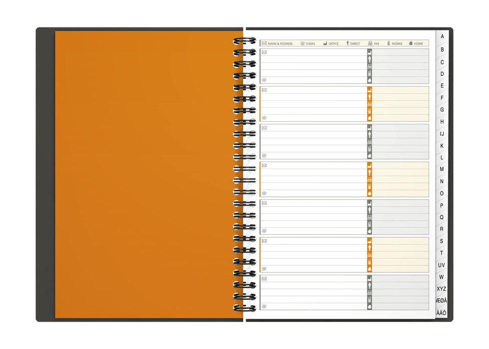 Oxford International A5 Wirebound Black Poly Cover Address Book Ruled 160 Pages