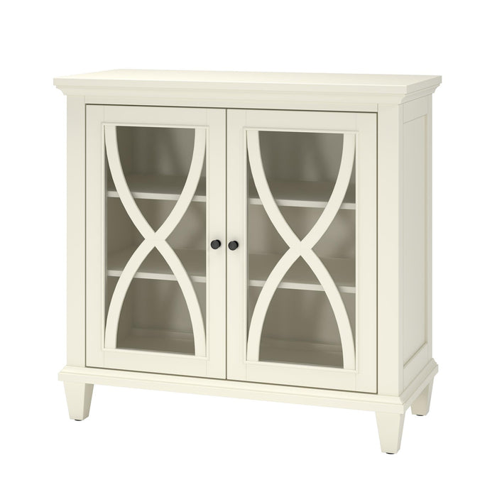 DOREL HOME Ellington PB, Glass; Paper Wrap; Metal Storage Cabinet Non Lockable 800.10 (W) x 379.98 (D) x 862.84 (H) mm Ivory