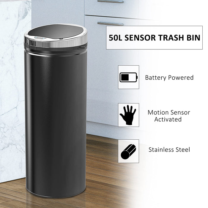 HOMCOM Trash Can Stainless Steel Black 30.5 x 81.5 cm