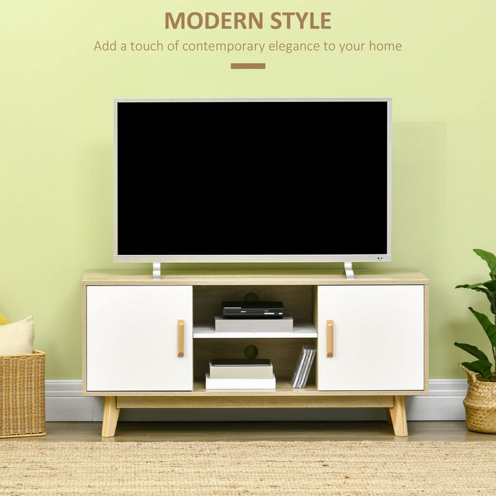 HOMCOM TV Stand Particle Board, Pine Wood Natural wood finish 120 x 40 x 55 cm