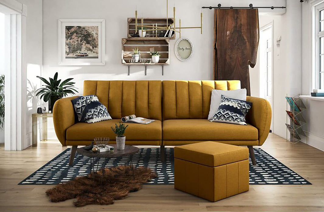 Novogratz 3 Seat Sofa MUSTARD LINEN Linen 2,070.00 (W) x 800.00 (D) x 876.00 (H) mm