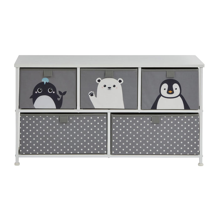 Liberty House Toys Storage Chest 5L-206-POL Steel and Fabric 2+ 1,000 (W) x 300 (D) x 550 (H) mm Grey