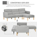 HOMCOM Sofa Bed Linen with Footstool Light Grey
