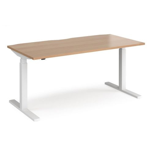 Elev8 Rectangular Sit Stand Single Desk with Beech Coloured Melamine Top and White Frame 2 Legs Touch 1600 x 800 x 675 - 1300 mm