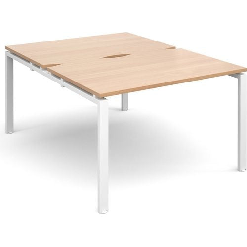 Dams International Rectangular Back to Back Desk with Beech Coloured Melamine Top and White Frame 4 Legs Adapt II 1200 x 1600 x 725mm