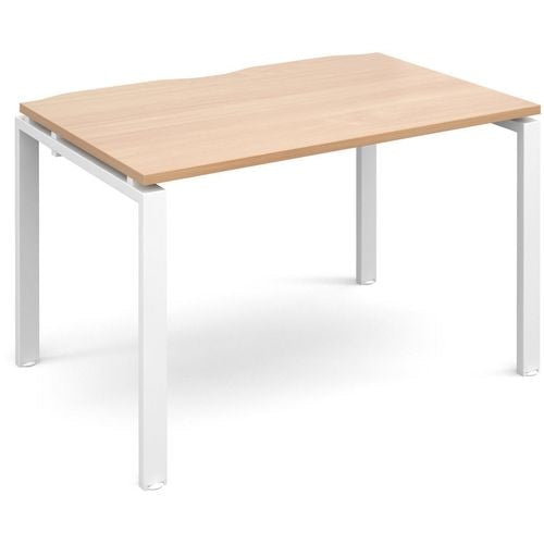 Dams International Rectangular Single Desk with Beech Coloured Melamine Top and White Frame 4 Legs Adapt II 1200 x 800 x 725mm