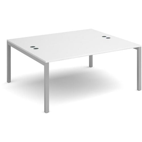Dams International Rectangular Starter Unit Back to Back Desk with White Melamine Top and Silver Frame 4 Legs Connex 1600 x 1600 x 725mm