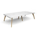 Dams International Rectangular Double Back to Back Desk with White Melamine Top and White Frame 4 Solid Oak Legs Fuze 3200 x 1600 x 725 mm