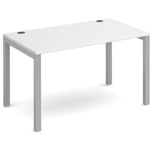 Dams International Rectangular Starter Unit Single Desk with White Melamine Top and Silver Frame 4 Legs Connex 1200 x 800 x 725mm