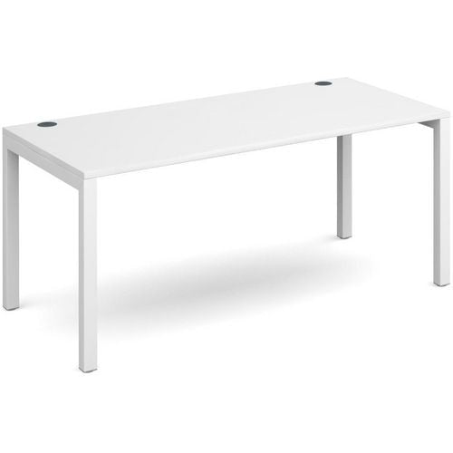 Dams International Rectangular Starter Unit Single Desk with White Melamine Top and White Frame 4 Legs Connex 1600 x 800 x 725mm