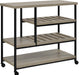 Dorel Multi-Purpose Service Trolley with 4 Shelves Distressed Grey Oak MDF Black Frame 914 x 432 x 861mm