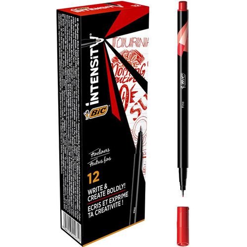 BIC Intensity Fineliner Pen Fine 0.4 mm Red Pack of 12