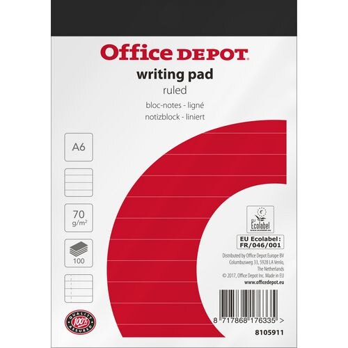 Office Depot Notepad A6 Ruled Glued Paper Soft Cover White Perforated 200 Pages Pack of 5
