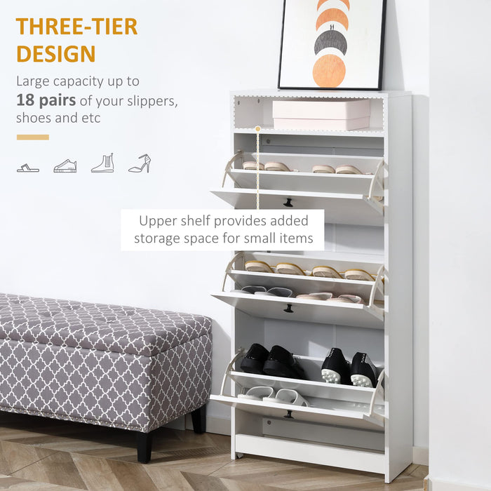 HOMCOM Shoe Cabinet 833-415WT Metal, Particle Board, Plastic White 240 mm x 600 mm x 1320 mm