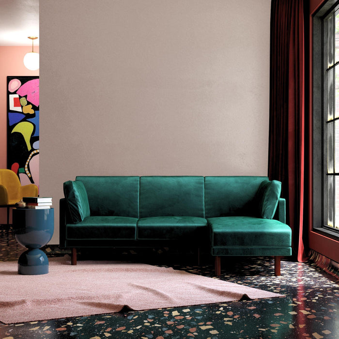 DOREL HOME 3 Seat Sofa GREEN VELVET Velvet 2,044.70 (W) x 1,562.00 (D) x 800.00 (H) mm