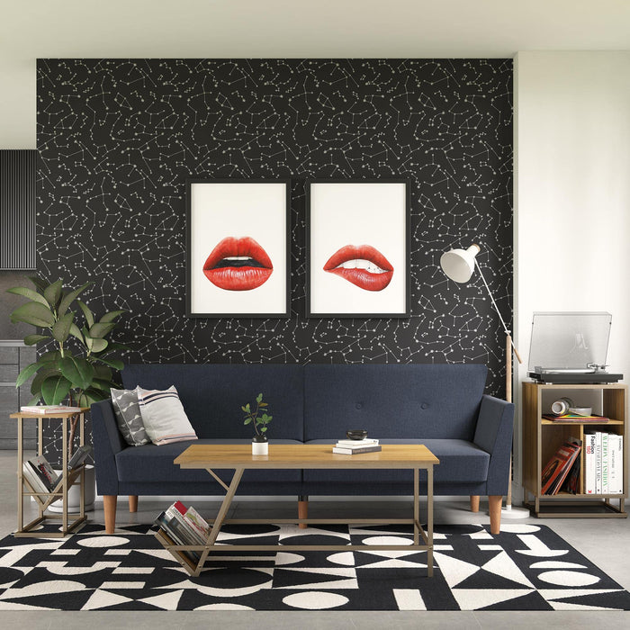 Novogratz 3 Seat Sofa BLUE LINEN Linen 2,044.70 (W) x 825.50 (D) x 850.90 (H) mm