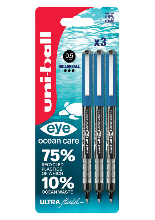 Uni-ball eye ocean care Rollerball Pen Black UB-150 Pack of 3