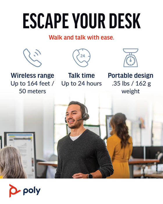 Poly Voyager 4320 UC Wireless Headset and Charge Stand