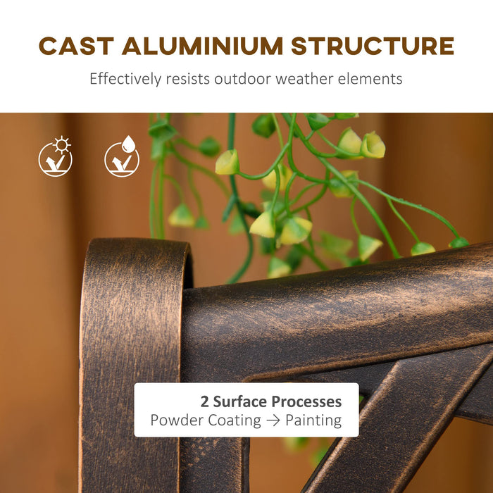 OutSunny Garden Bench Cast Aluminium Brown 620 x 830 mm