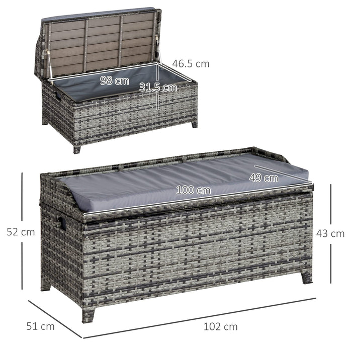 OutSunny Rattan Storage Bench Grey 510 x 520 mm