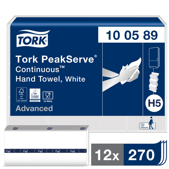 Tork Peakserve Hand Towels H5 2 Ply 20.1 x 22.5 cm 270 Sheets Pack of 12