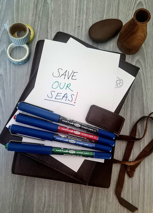 uni-ball Eye Micro UB-150ROP Ocean Care Liquid Ink Rollerball Pen 0.5mm Tip 0.3mm Line Green (Pack 12) - 299289000