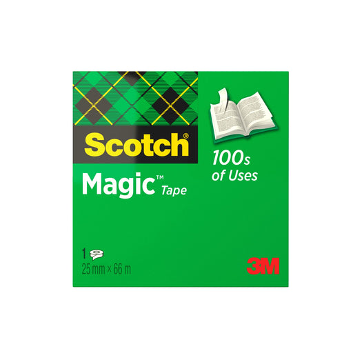 Scotch Magic Tape Transparent 25 mm x 66 m Large Core Fibre