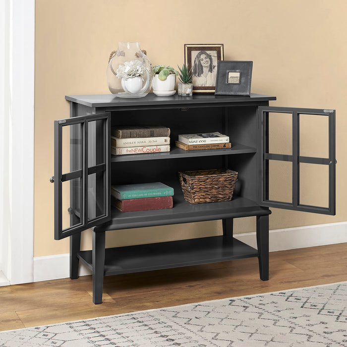 DOREL HOME Franklin PB, Glass; Paper Wrap; Metal Storage Cabinet Non Lockable 800.10 (W) x 396.24 (D) x 779.78 (H) mm Black