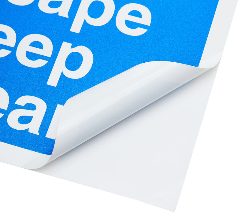 Mandatory Sign Fire Escape Keep Clear vinyl Blue, White 30 x 20 cm