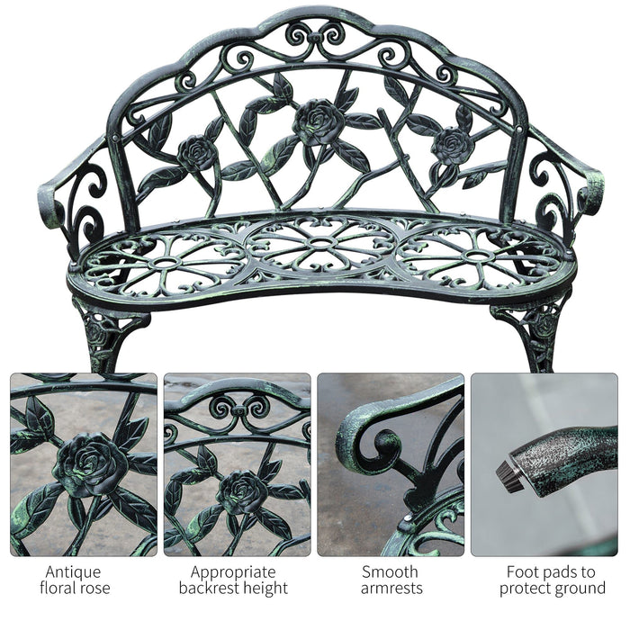 OutSunny Garden Bench 01-0794 Cast Aluminum Antique Green