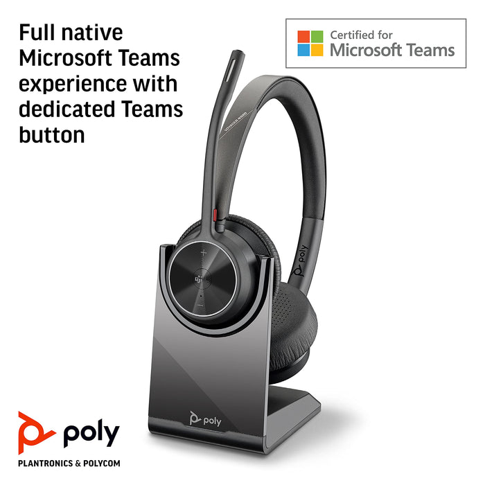 POLY Voyager V4320-M UC USB-C Bluetooth Wireless Headset and Charging Stand
