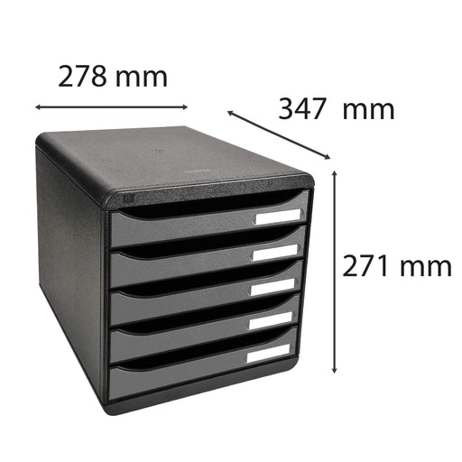 Exacompta Drawer Unit with 5 Drawers Big Box Plus Plastic Black, Silver 27.8 x 34.7 x 27.1 cm