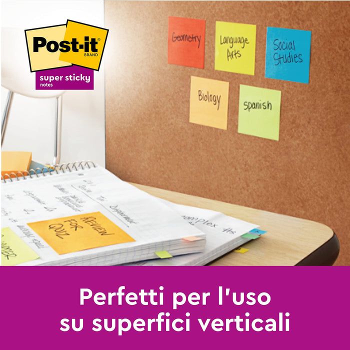 Post-it Super Sticky Lined 101 x 152 mm Blue, Green, Pink Rectangular Ruled 9 Pads of 90 Sheets