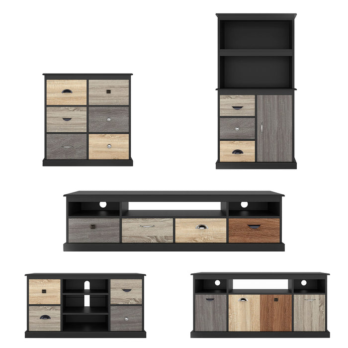 DOREL HOME Mercer PB, Paper Wrap; Metal Storage Cabinet Non Lockable 889.00 (W) x 401.32 (D) x 914.40 (H) mm Black