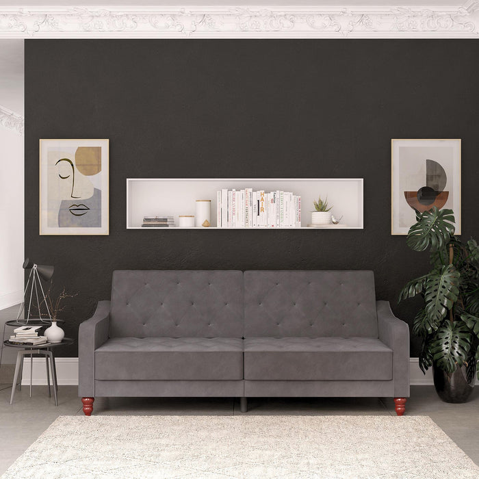 Novogratz 3 Seat Sofa GREY Velvet 2,070.10 (W) x 850.90 (D) x 876.30 (H) mm